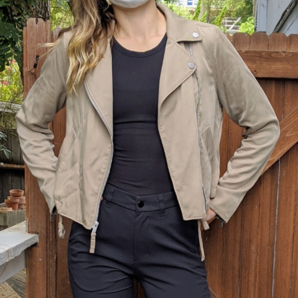 Abercrombie Light Weight Neutral Taupe Moto Jacket
